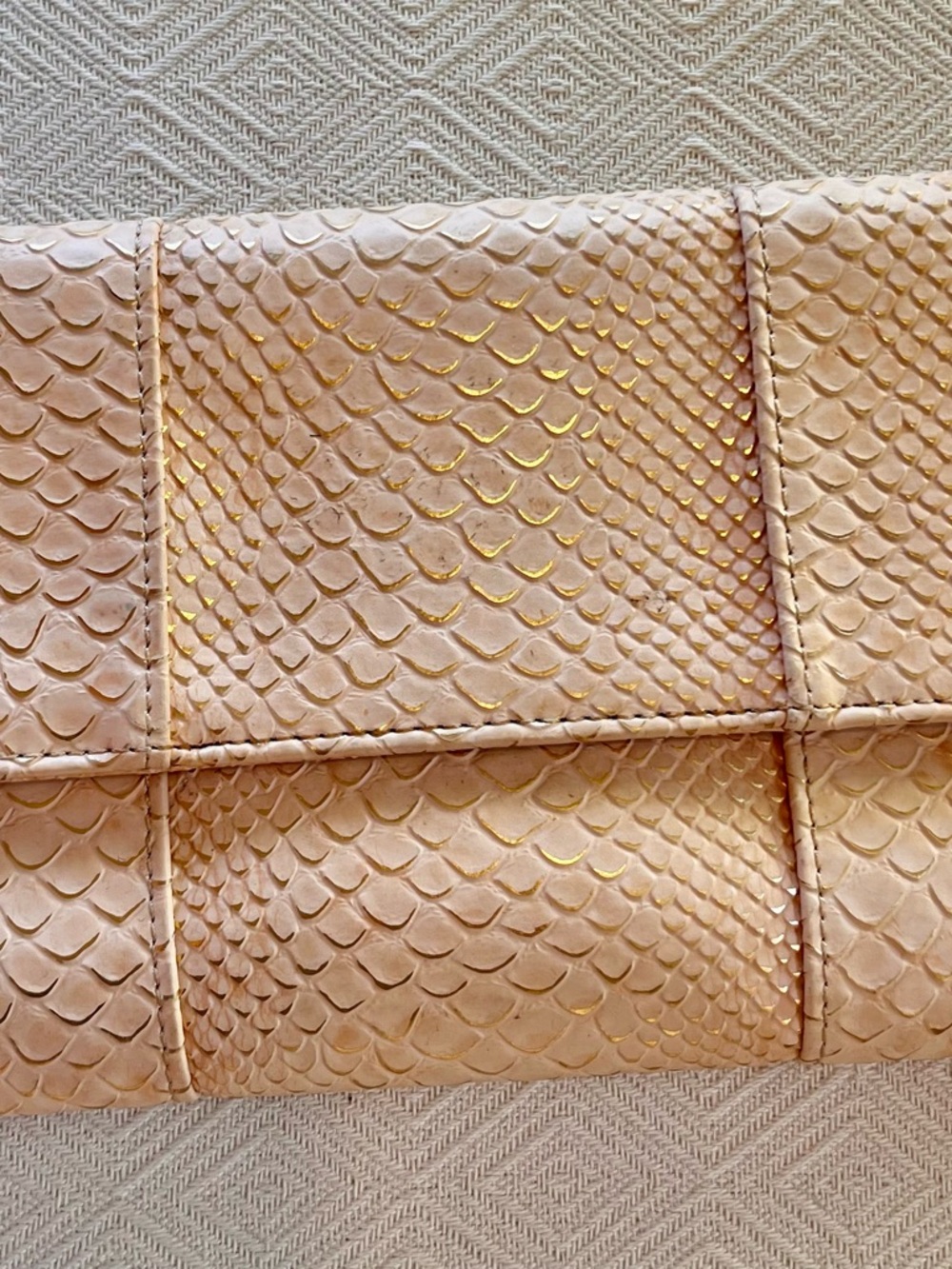 Blush Snake-Embossed Clutch with Subtle Gold